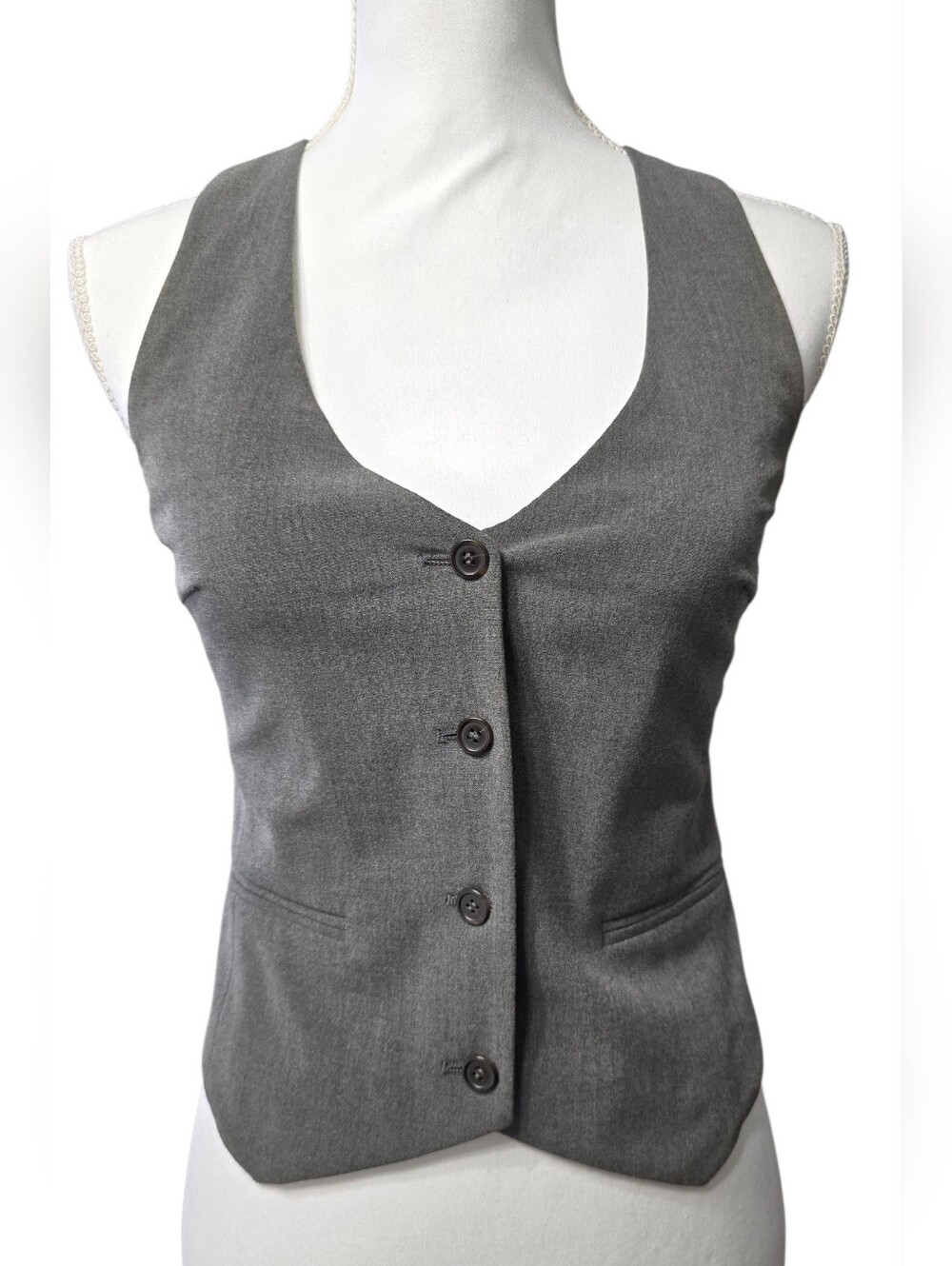 Etam Women's Grey Button Front Vest